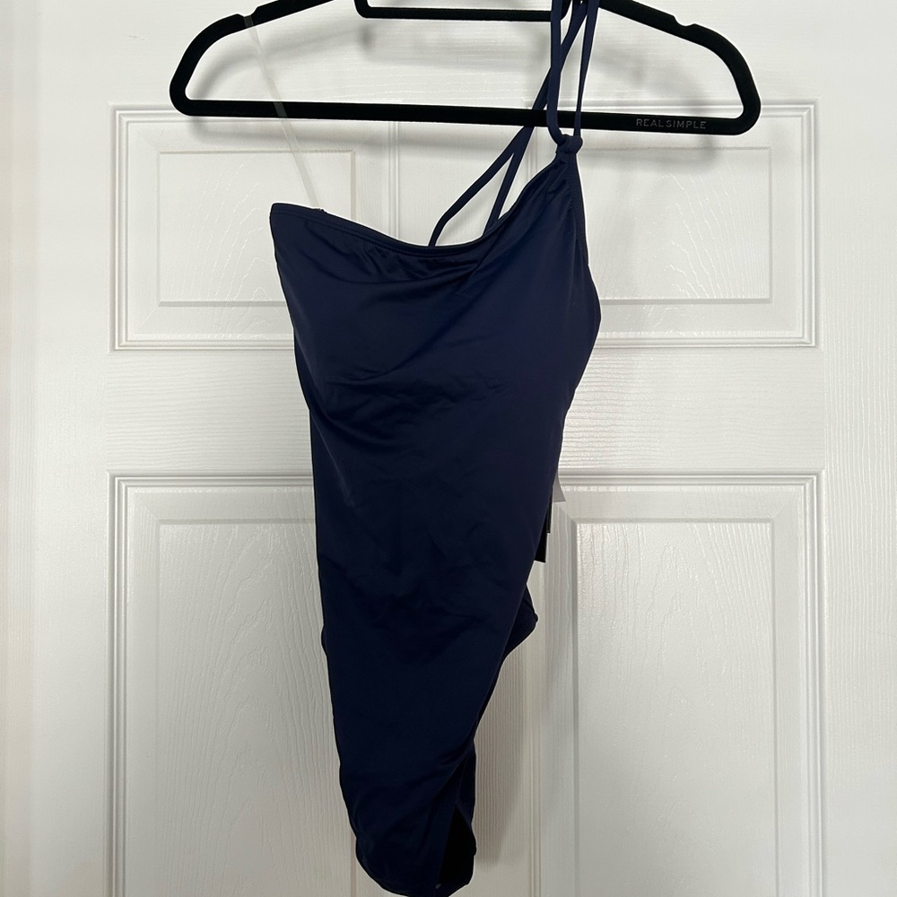 La Blanca Navy One Shoulder Swim One Piece